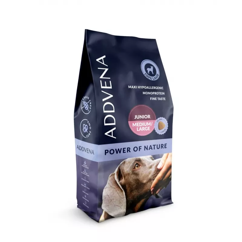 ADDVENA Power of Nature Junior Medium/Large Lamb - sausā suņu barība - 10kg