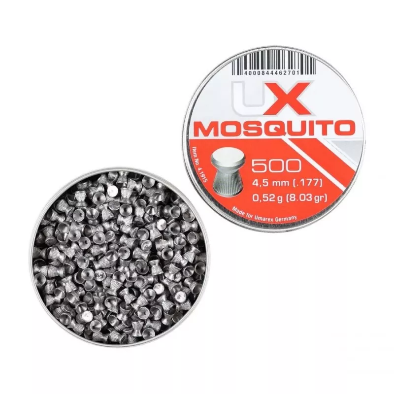 Pneimatisko ieroču lodītes UMAREX Mosquito plakans 4,5 mm, 0,52 g, 500 gab., diabolo plakanā galviņa, sudraba krāsa