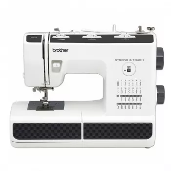 Brother HF27 šujmašīna, 27 dūrieni, dūriena garums līdz 4 mm, brīvā svira, automātiska adatas ievēršana, balta