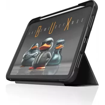 STM Dux Ultra maciņš | Apple iPad 11 (2025) / iPad 10,9 (2022) | melns/caurspīdīgs | STM-222-486KX-01 (STM-222-486KX-01)