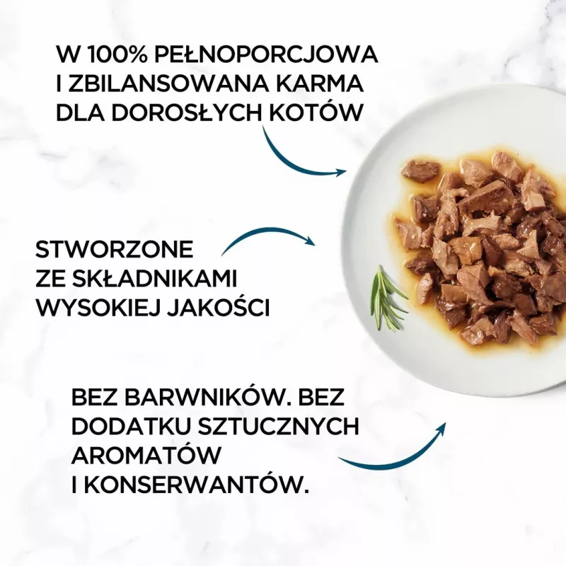 Mitrā kaķu barība Gourmet Perle Adult 4 x 85 g - Trusis, Mitra, Olbaltumvielas 12,5%, Tauki 2,5%