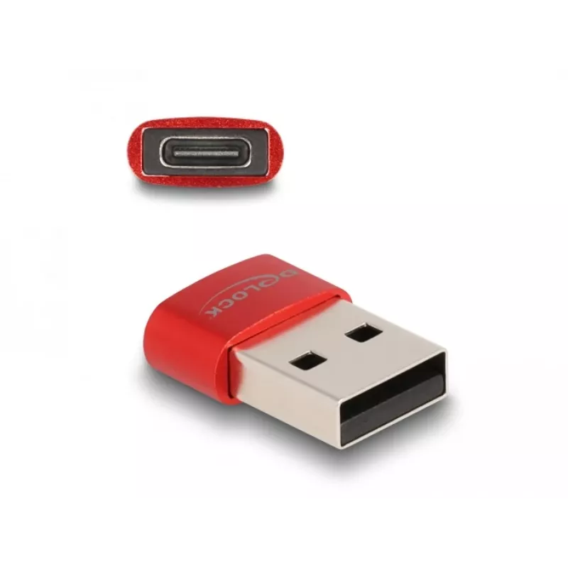 Delock - USB adapteris - USB (vīr.) uz 24 kontaktu USB-C (siev.) - USB2.0 3 A - Sarkans (60050)