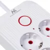 Strāvas sadalītājs MACLEAN MCE389 W — 6 kontaktligzdas, 4×USB-A, 1×USB-C, 2500 W, 110–240 V, 1,5 m kabelis, balts
