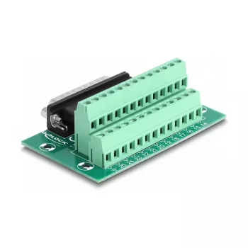 DeLOCK D-Sub 25 kontaktu vīrišķais uz spaiļu bloku DIN sliedei 51mm x 86mm x 30mm