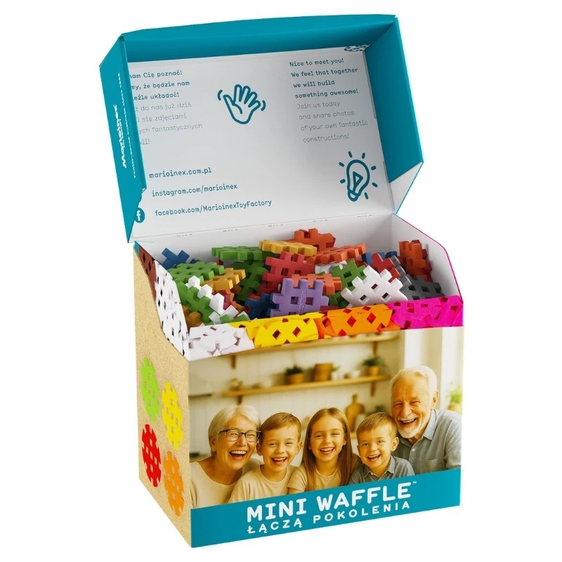 Rotaļlietu celtniecības bloki Marioinex Mini Waffle Building Blocks Senior Set — 200 gab., daudzkrāsains, ieteicamais vecums 6+