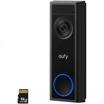 Video durvju zvans Eufy C31 2K ar MicroSD atbalstu, 2560×1440, 6500 mAh, vadu un bezvadu, melns
