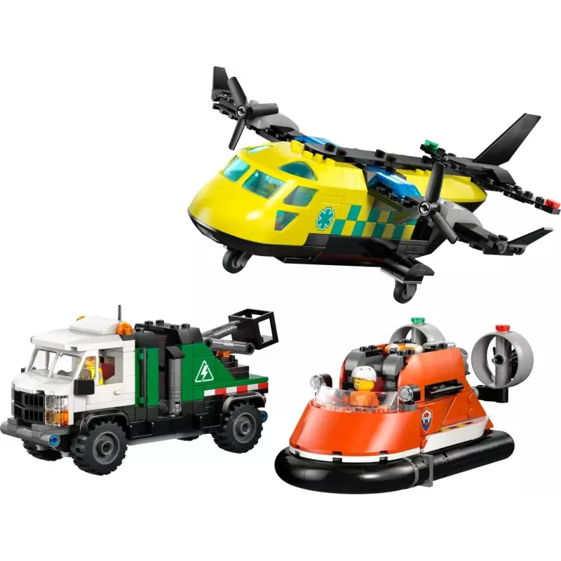LEGO CITY 60505 Lidmašīna, Servisa Kravas Automašīna un Gaisa Spilvenu Kuģis