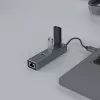 SAVIO USB-A centrmezgls ar RJ-45 Gigabit Ethernet AK-57 — 3× USB-A + RJ-45, USB 3.2 Gen 1 Micro‑B resursdators, 5 Gbit/s, 4 porti, pelēks
