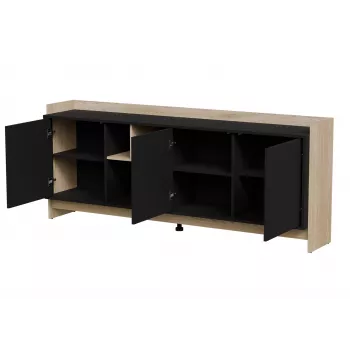 Cama PORTO 3D kumode 190x38x77 ozols/melns
