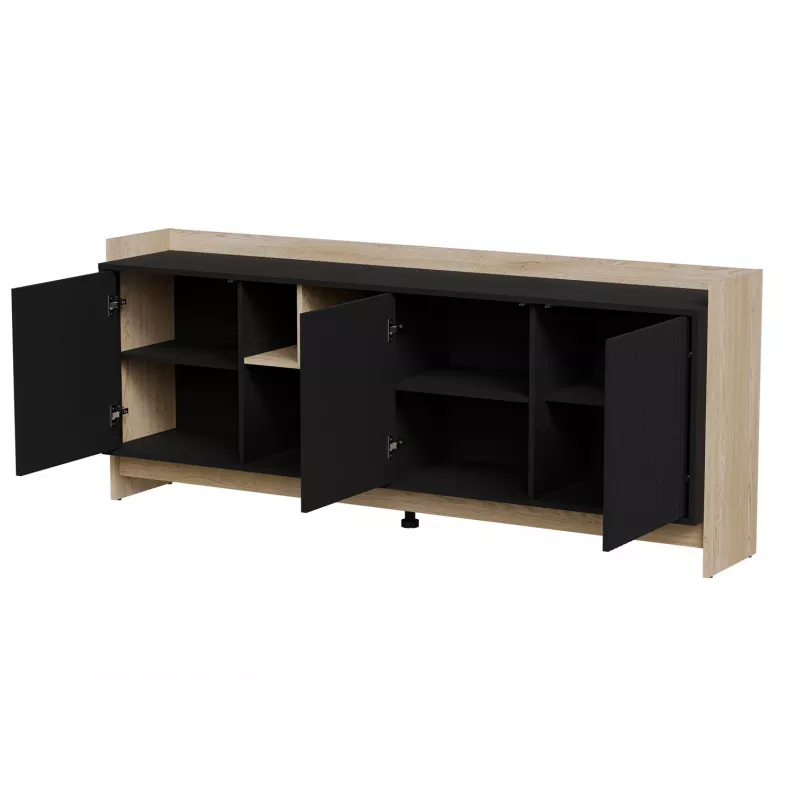 Cama PORTO 3D kumode 190x38x77 ozols/melns