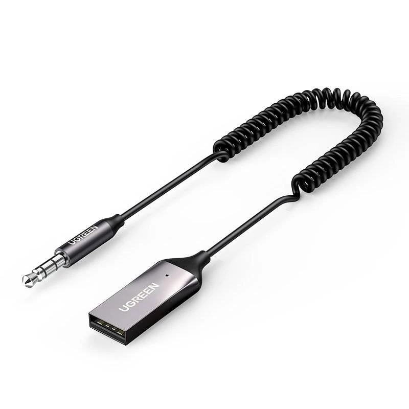 Audio uztvērējs UGREEN CM309 Bluetooth 5.0 USB ar 3,5 mm AUX ligzdu, melns, 20–20000 Hz