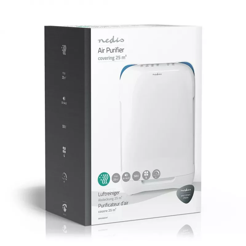 Nedis AIPU200CWT gaisa attīrītājs 25 m² 54 dB 50 W Balts