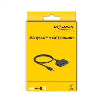 DeLOCK 63803 kabeļa savienotāju adapteris USB C 22 kontaktu SATA Melns 0.5m