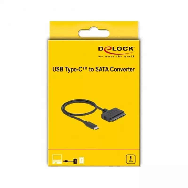 DeLOCK 63803 kabeļa savienotāju adapteris USB C 22 kontaktu SATA Melns 0.5m