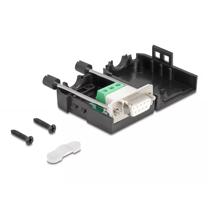 DeLOCK 90655 vadu savienotājs D-Sub 9 3 kontaktu spaiļu bloks Melns Pelēks