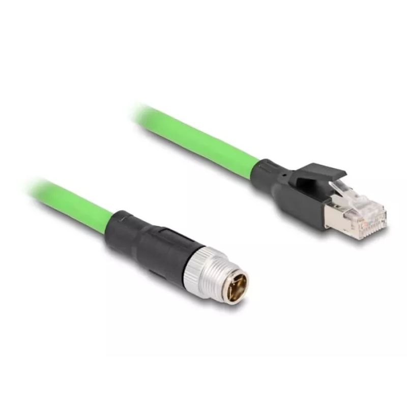 Tīkla kabelis DeLOCK M12 Kabelis X-kodēts 8 kontaktu vīrišķais uz RJ45 vīrišķais PUR (TPU) 1 m