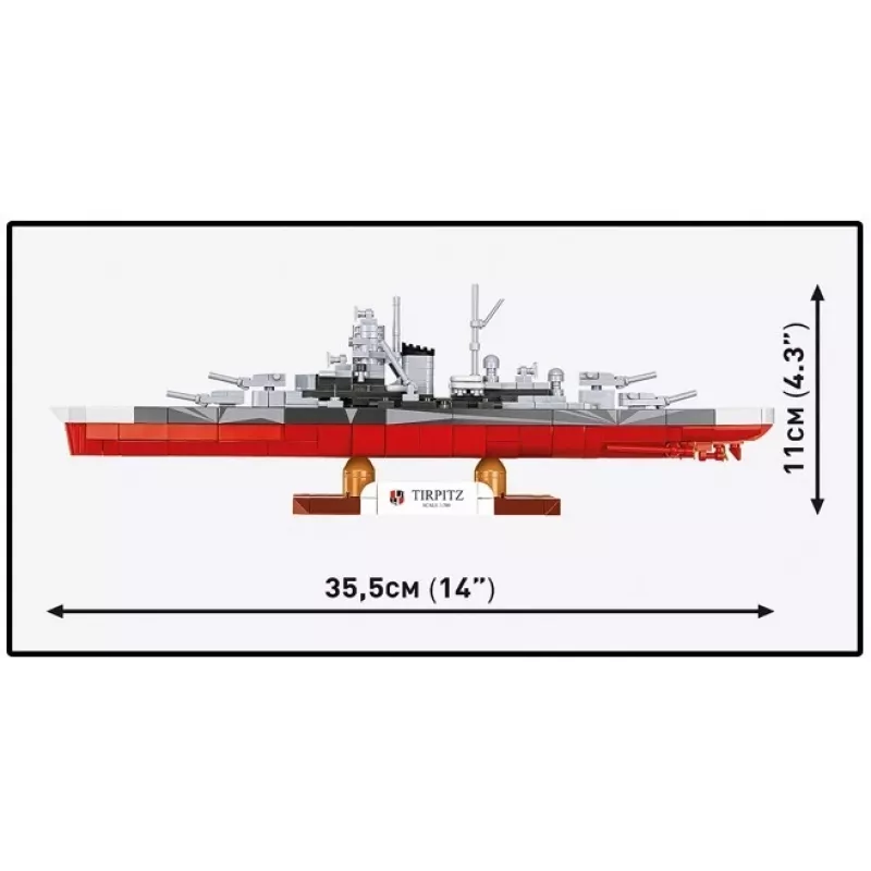 Konstruktors Cobi kaujas kuģis Tirpitz modelis ar 593 detaļām, mēroga un displeja funkcijas