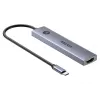 USB-C centrmezgls Unitek H1124AGY01 ar 100W PD, HDMI 2.0, 2x USB‑A, 2x USB‑C, SD/microSD lasītāju — alumīnija