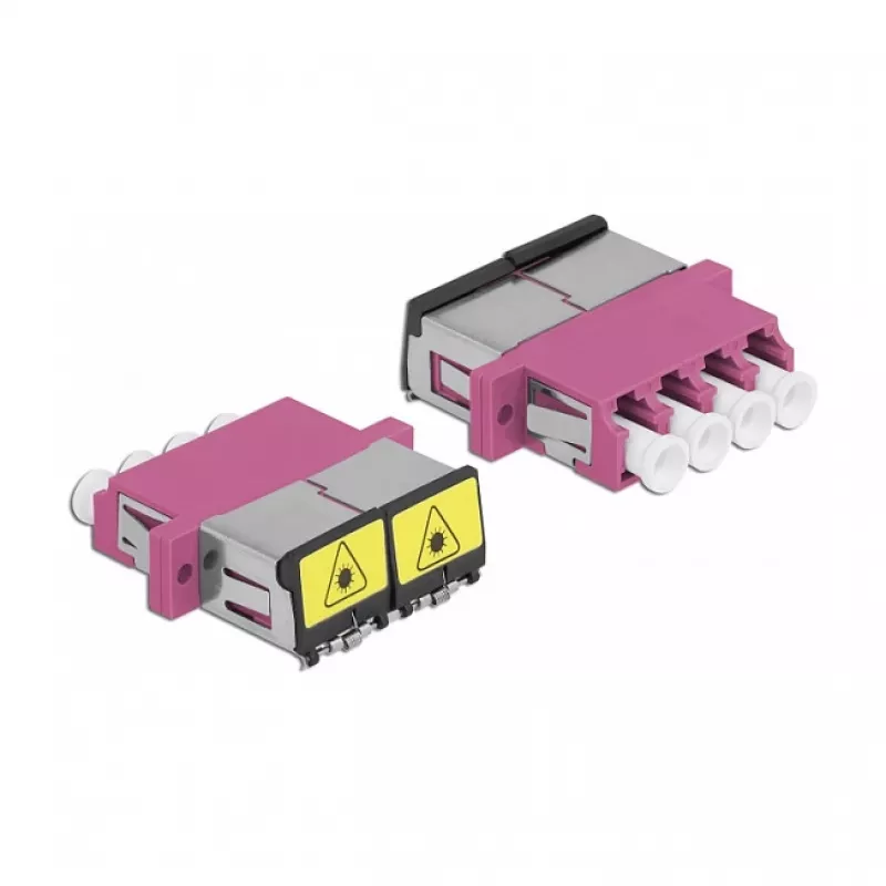 Optisko šķiedru savienotājs DeLOCK 86906 LC Quad female uz LC Quad female daudzmodu violets