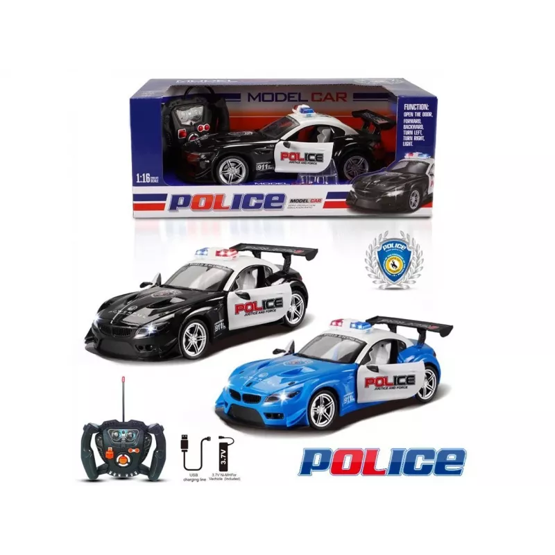Madej R/C Policijas Auto ar Gaismām un Atveramu Durvju — Radio Vadāms Modelis