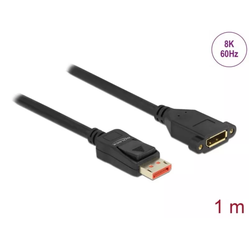 DisplayPort pagarinātāja kabelis, paneļa stiprinājums DeLOCK 87095 8K 60 Hz 1 m