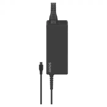 Iekštelpu maiņstrāvas lādētājs SAVIO ZA-01, 65 W USB‑C PD 3.0, 100–240 V ieeja, viena pieslēgvieta, melns