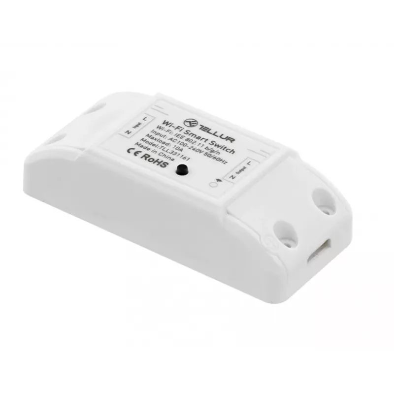 Inline WiFi slēdzis Tellur TLL331161 2200W — viedais inline relejs lampām un ierīcēm