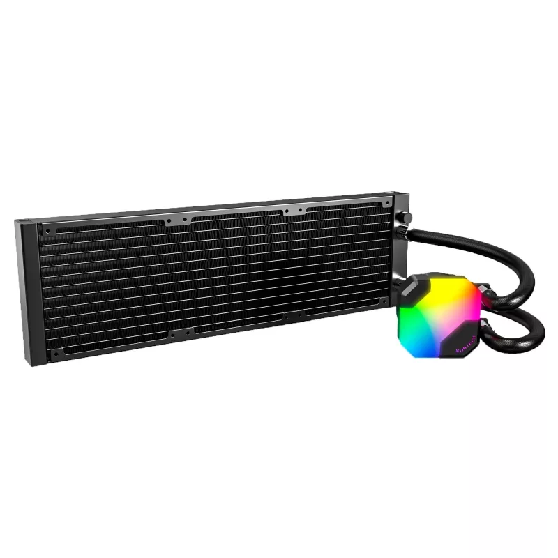 AIO ūdens dzesētājs Montech Hyper Flow ARGB 360 mm Melns — 360 mm radiators, ARGB, slēgta kontūra CPU dzesētājs