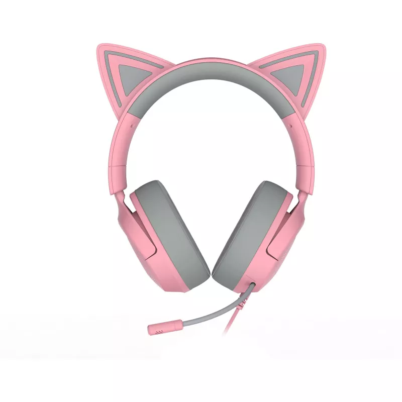 Austiņas Razer Kraken Kitty V3 X — vadu USB Type-A, uz auss, 20–28 kHz, 1,3 m kabelis, rozā