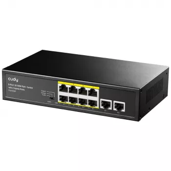 Cudy FS1010P tīkla slēdzis Fast Ethernet (10/100) Power over Ethernet (PoE) Melns