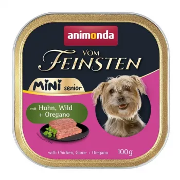mitrā suņu barība animonda ANIMONDA Vom Feinsten Mini Senior ar vistu, brieža gaļu un oregano 100 g