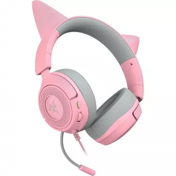 Austiņas Razer Kraken Kitty V3 X — vadu USB Type-A, uz auss, 20–28 kHz, 1,3 m kabelis, rozā