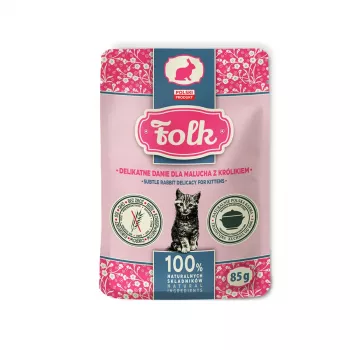 FOLK Kitten Subtle rabbit delicacy - mitrā kaķu barība - 85g