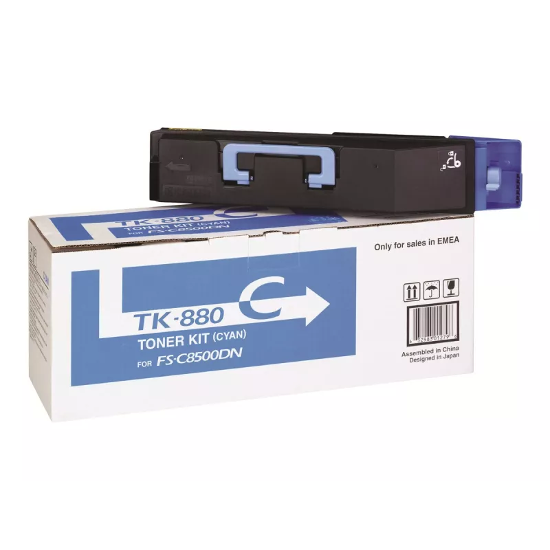 Toneris Kyocera TK-880C ciāns, oriģināls, lāzerdruka, darbības resurss 18 000 lappuses, 1 gab.