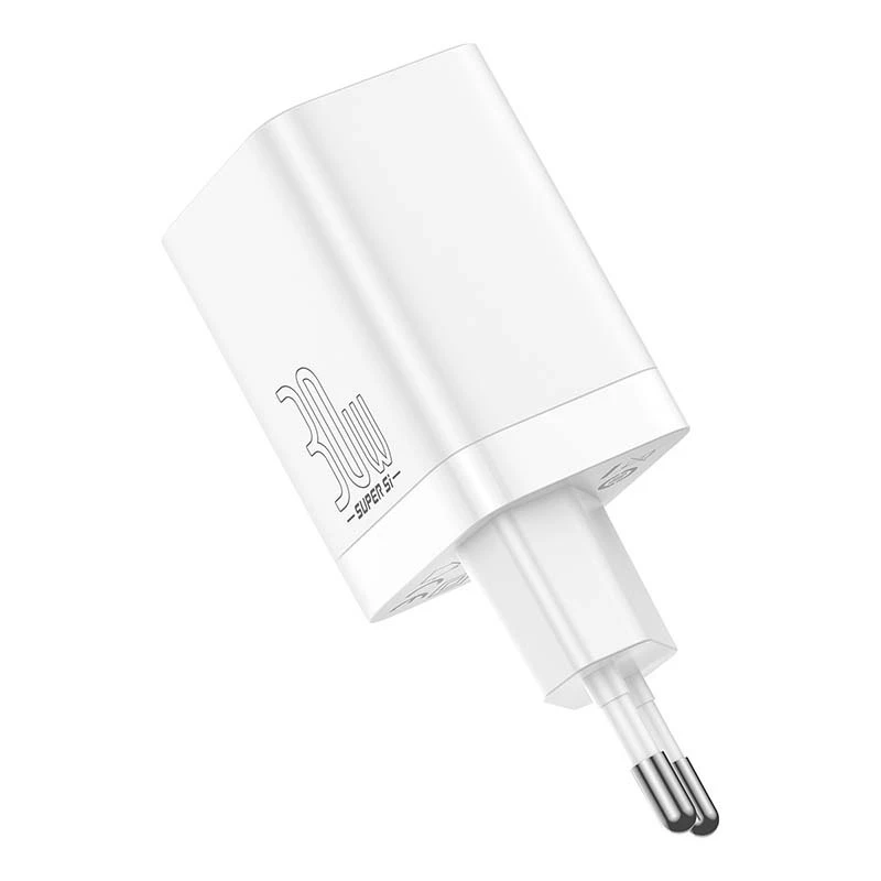 Baseus Super Si Pro Quick Charger USB + USB-C 30W (balts)