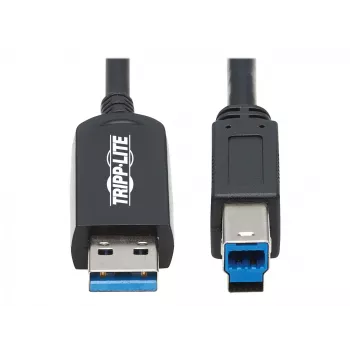 Eaton Tripp Lite Series USB 3.2 Gen 1 Plenum-Rated Fiber Active Optical Cable (AOC) - A/B M/M, Melns, 20m - USB kabelis - USB Type A (vīriešu) uz USB Type B (vīriešu) - USB 3.2 Gen 1 - 20,0m - P