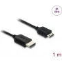 HDMI kabelis DELOCK 81684 — 1 m, HDMI Type A (vīrišķais) uz HDMI Type C (vīrišķais), 48 Gbit/s, 7680 × 4320, melns