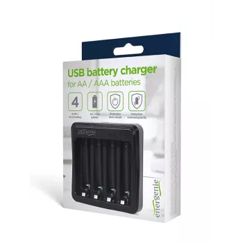 Bateriju lādētājs Gembird BC-USB-03 USB saderīgs AA AAA melns