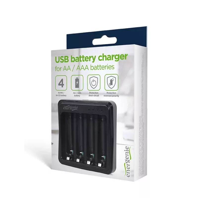 Bateriju lādētājs Gembird BC-USB-03 USB saderīgs AA AAA melns