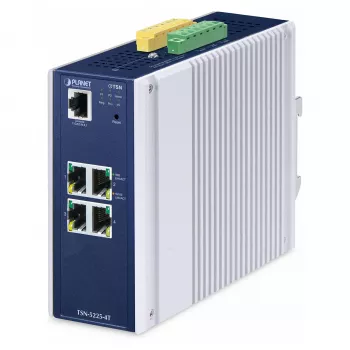Vadāms komutators PLANET IP30 DIN-sliedes L2+ 4 portu Gigabit Ethernet