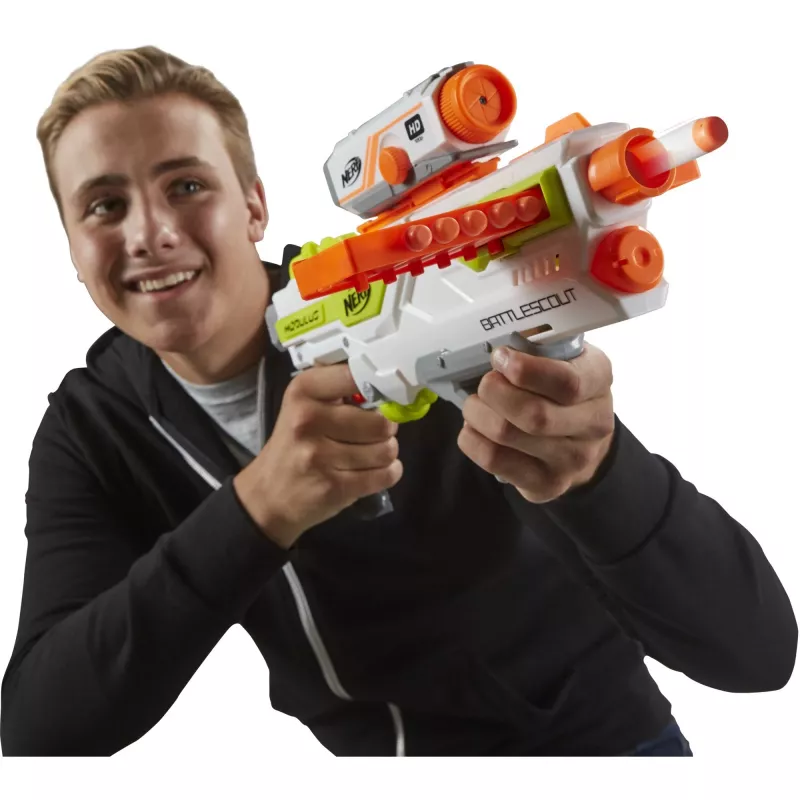 Rotaļu ierocis HASBRO Nerf BattleScout ICS-10 FFP B1756F030 – putuplasta šautriņu ierocis, vienšāviena, taktisks sliede