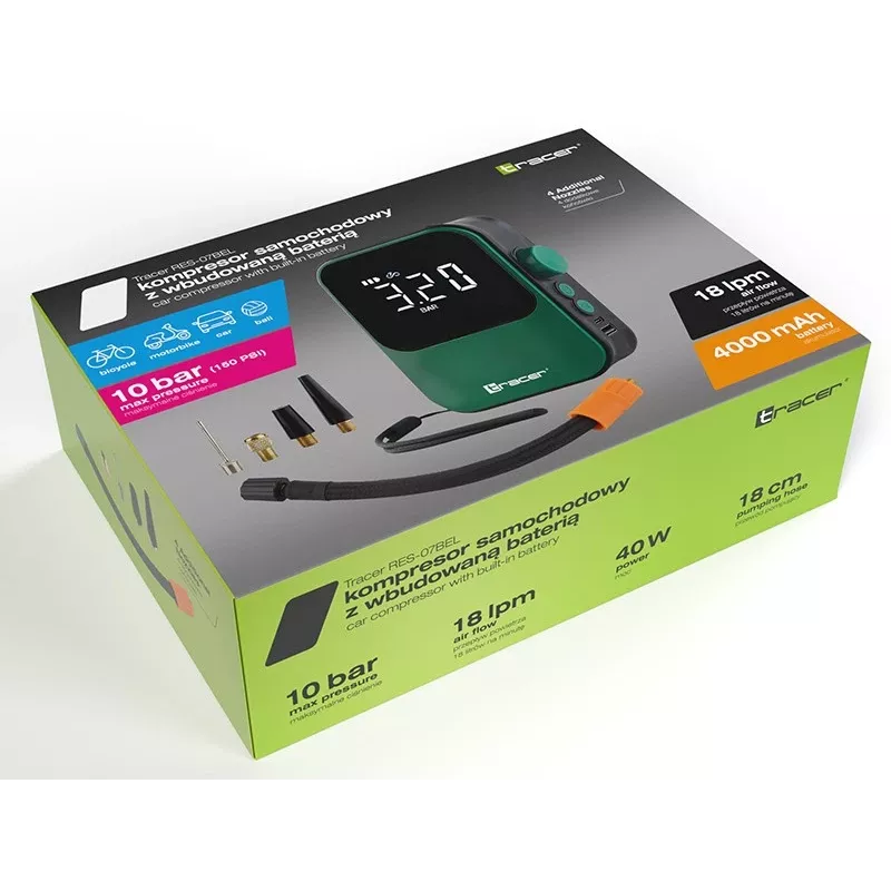 Gaisa kompresors TRACER RES-07BEL — pārnēsājama remonta/kompresora iekārta, modelis RES-07BEL