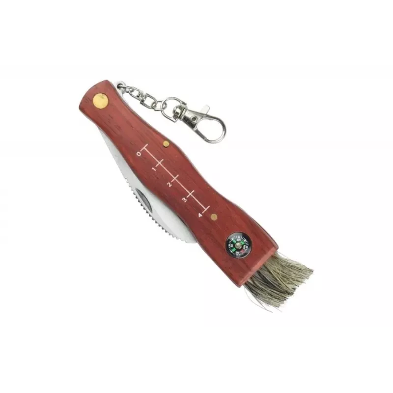 Sēņu nazis Speck Mushroom Maker's Knife CC-GC105 — saliekams 75 mm izliekts tērauda asmenis, ar kompasu, tīrīšanas birstīti, karabīni, 11,4 cm salocīts