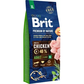 Brit Premium by Nature Adult XL sausā barība suņiem ar vistu, 15 kg