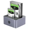 Doku stacija Unitek 51642 2,5 collu/3,5 collu SATA diskiem, USB-C 10 Gb/s, 2 nodalījumu, alumīnija