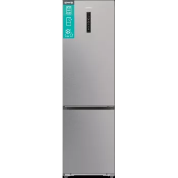 Ledusskapis ar saldētavu Gorenje NRB620E61X4WFE, brīvstāvošs, nerūsējošais tērauds, kopējā ietilpība 413 L, saldētava apakšā 130 L, NoFrost, LED displejs