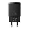 Iekštelpu USB ātrais lādētājs Baseus CCXJ-B01 — 2 porti (USB-C PD 20W + USB-A QC3.0 18W), 100–240 V, melns