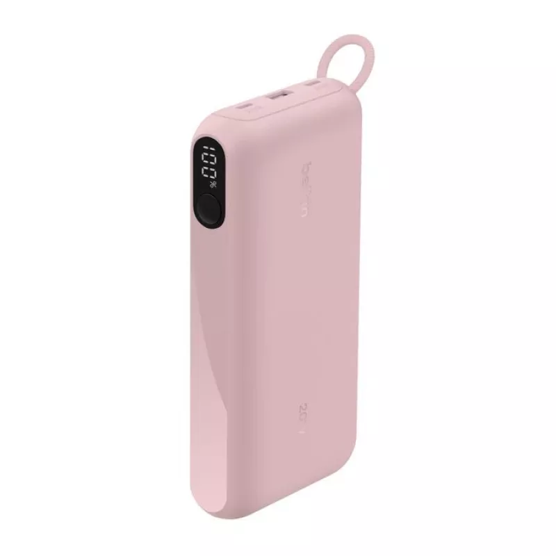 Ārējais akumulators Belkin BPB028HQPK 20000 mAh — 2× USB-C, 1× USB-A, rozā
