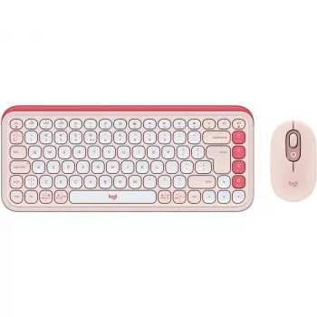 Logitech POP Icon Combo - Tastatūras un peles komplekts - Bezvadu - Bluetooth LE - QWERTY - US International - rozā, baltā (920-013142)