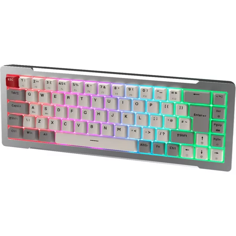 Raijintek MGA-68 spēļu tastatūra, Hejin Magnetic Yellow slēdži, DE izkārtojums, sudraba